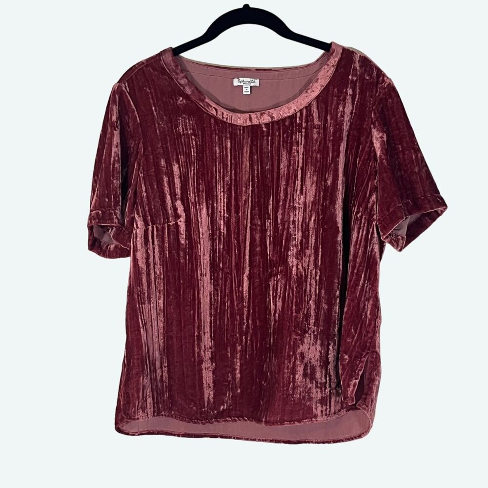 Splendid Crushed Velvet‎ Moonstone Blouse Ruby Red Pink Size Medium